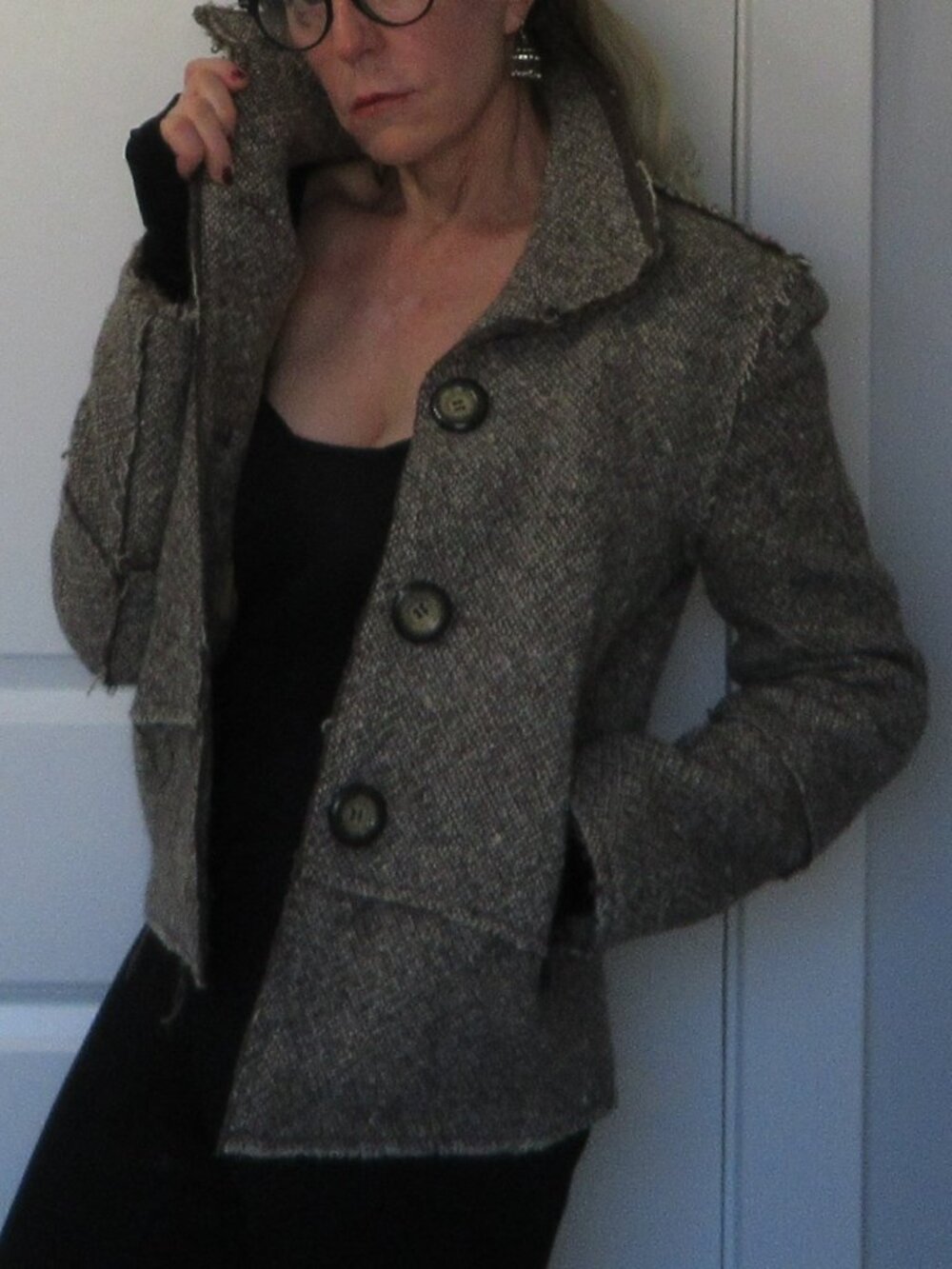 Very Brown n Gold Tweed Fitted Jacket, size 2